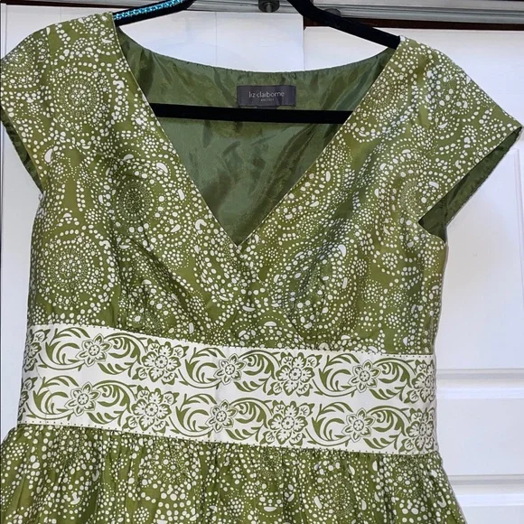 Liz Claiborne Green Patterned Midi Dress - Picture 2 of 10